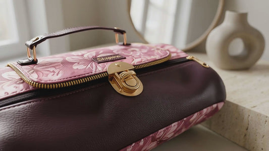 Magenta Floral Large Satchel Bag